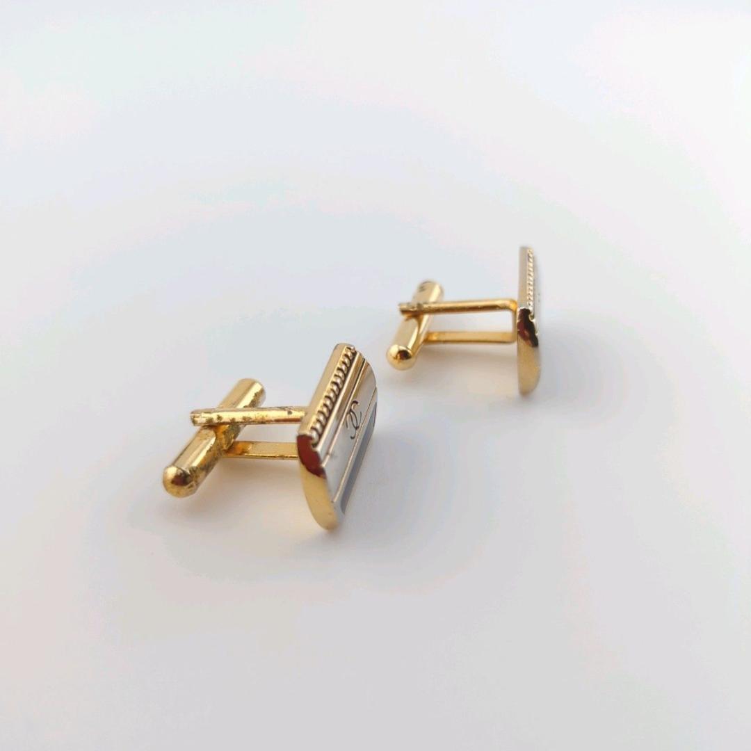 CHANEL シャネル ネクタイピン カフス 3点セット ゴールド×ブラック