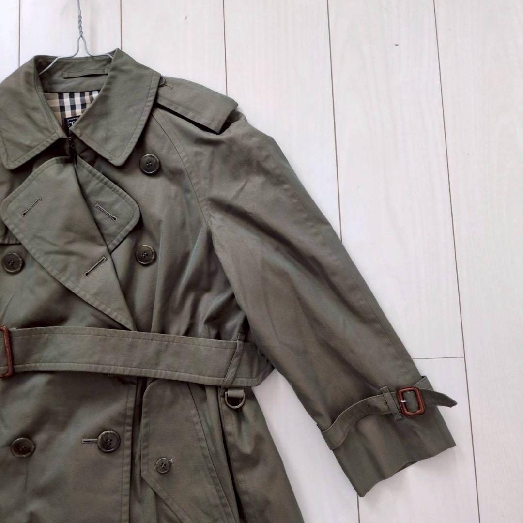 Burberrys ステンカラーコート カーキ 裏地ノバチェック　ベルト付き