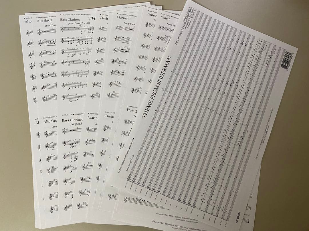 【値下げしました】マーチング楽譜 テーマ・フロム・スパイダーマン