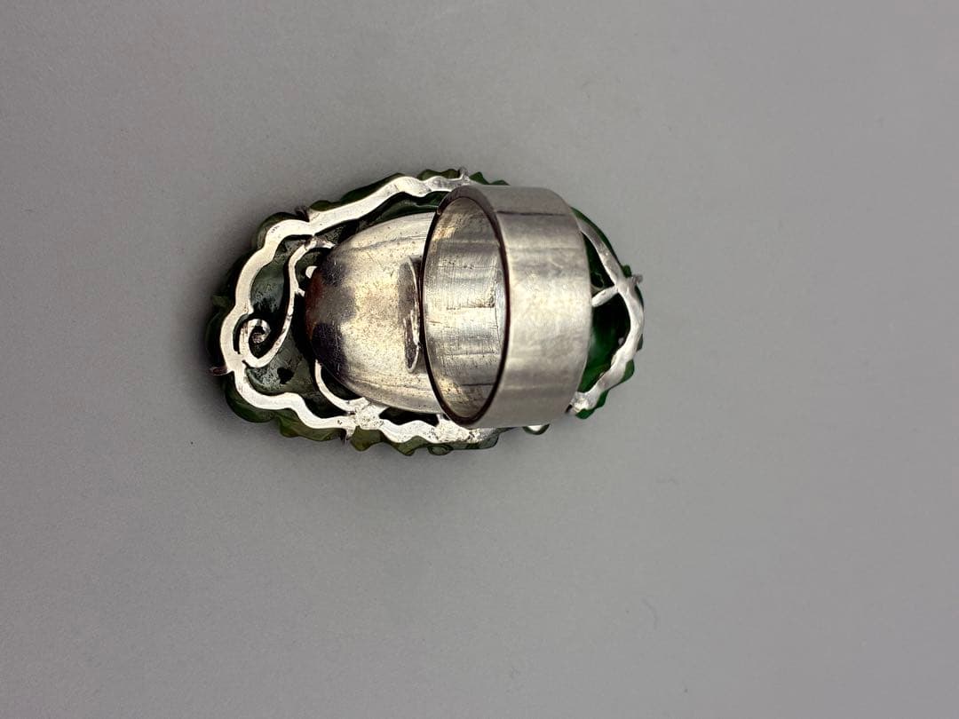 13号 翡翠　silver リング　指輪　レディース