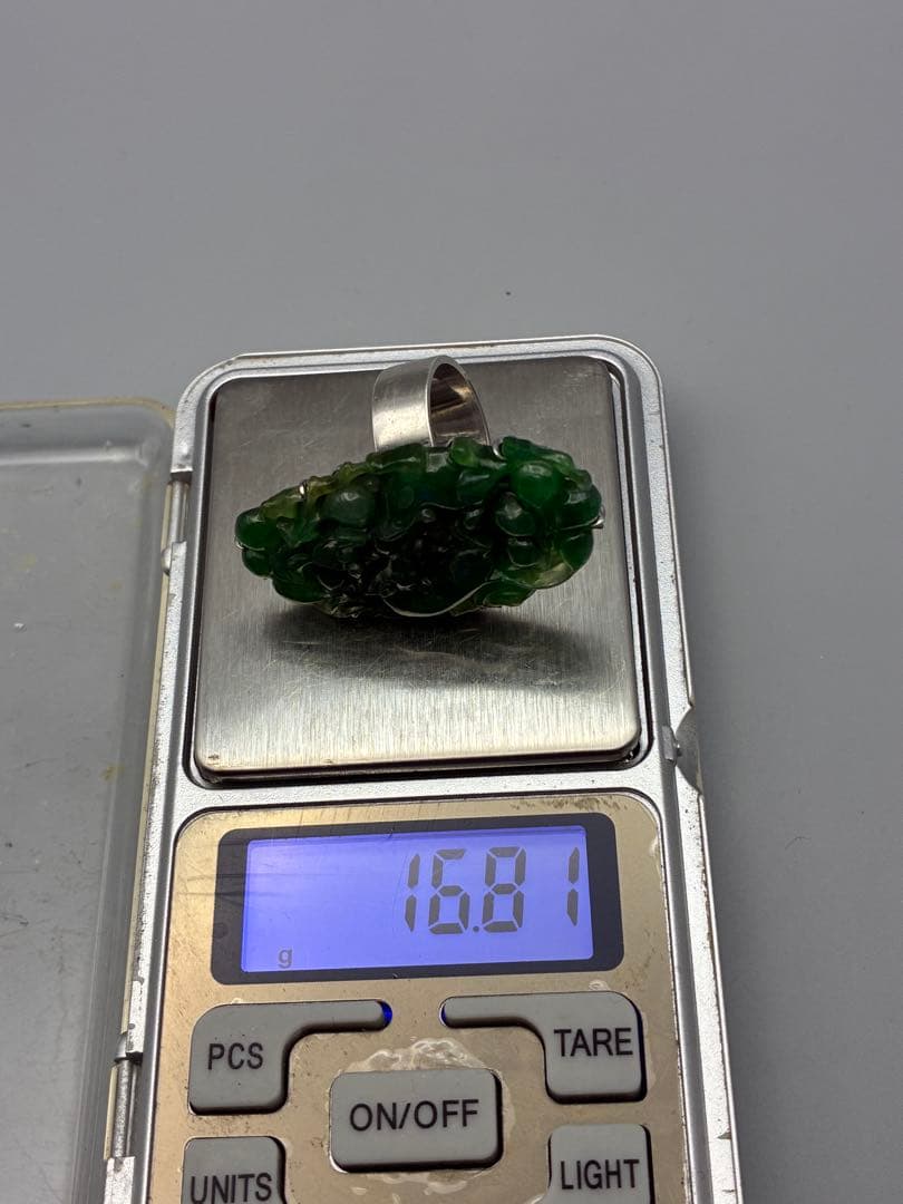 13号 翡翠　silver リング　指輪　レディース