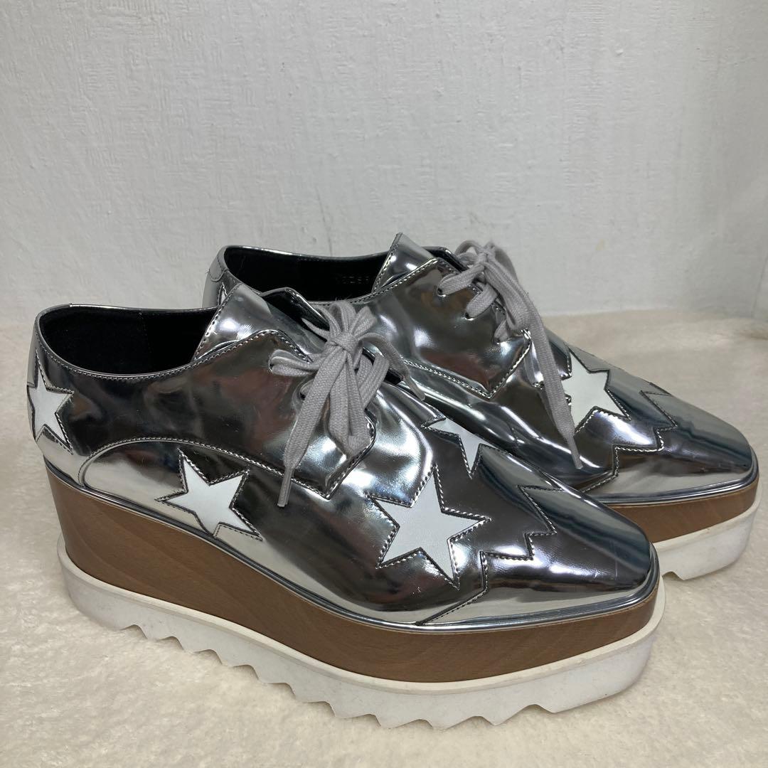 【美品】STELLA MCCARTNEY エリス 厚底シルバー　シューズ