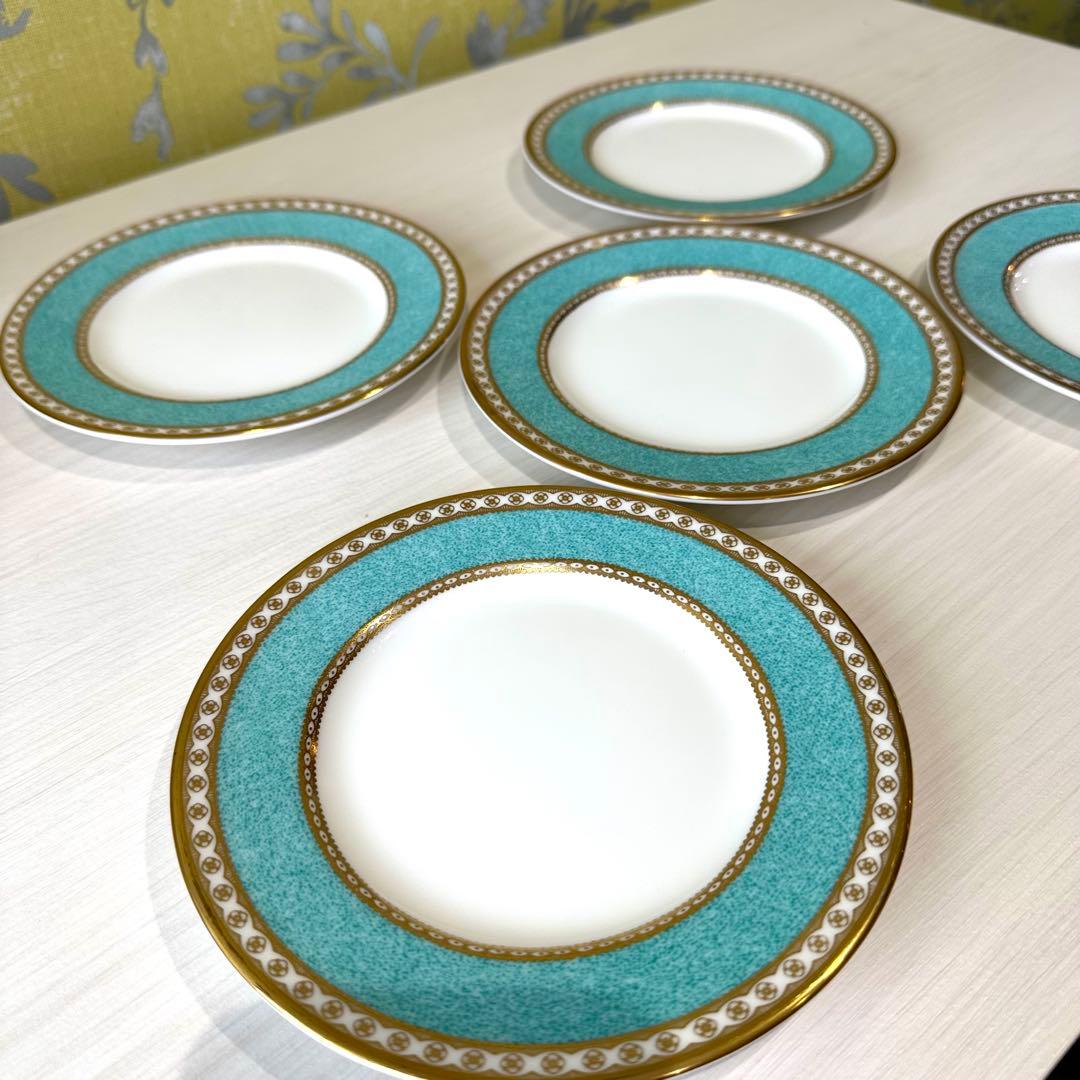 【新春セール】ウェッジウッドユーランダー パウダーターコイズ丸皿15cm磁器5枚