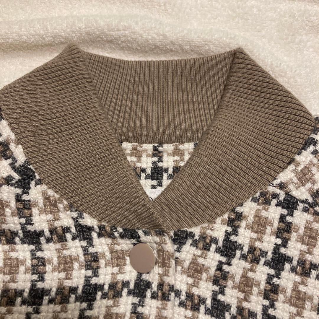 【極美品】ダーリッチ Darich Dベアチェックビッグスタジャン　ツイード