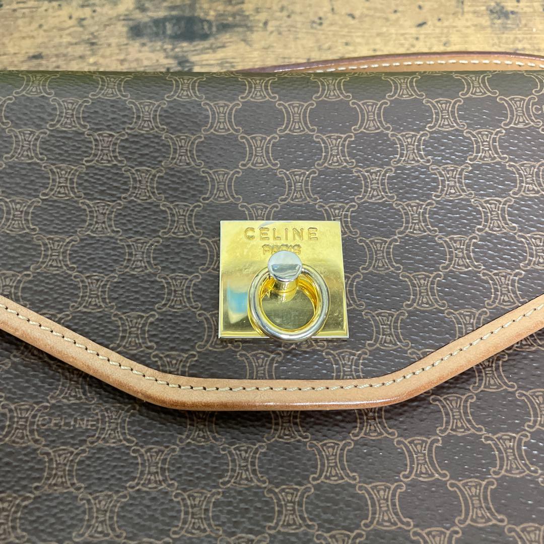 CELINE セリーヌ マカダム Wフラップ 両開き ショルダーバック