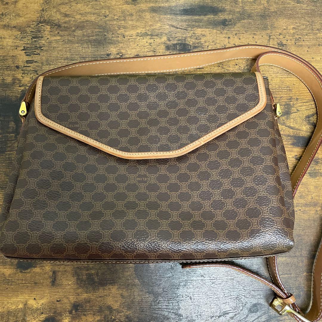 CELINE セリーヌ マカダム Wフラップ 両開き ショルダーバック