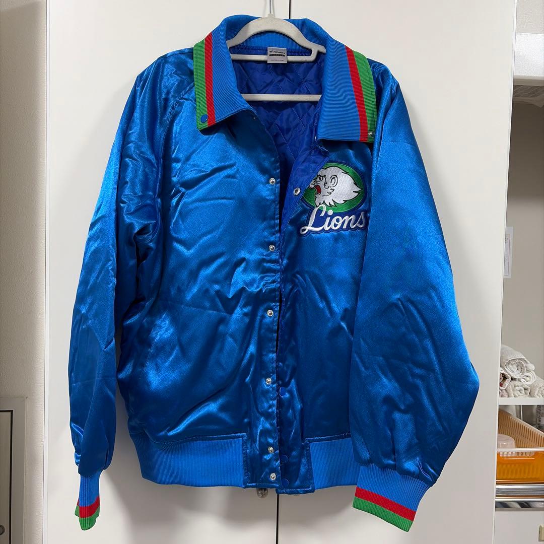 Lions サテンジャケット 青 埼玉西武ライオンズ　スタジアムジャケット