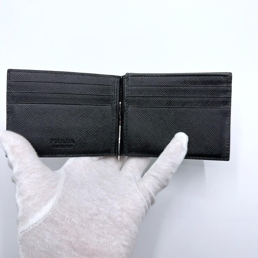 ◇プラダ◇2MN001/レザー/マネークリップ/ブランド/ブラック