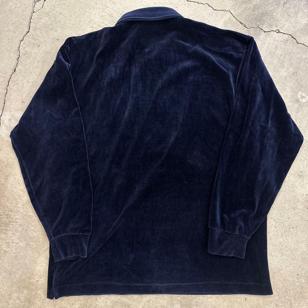 Brooks Brothers ネイビー 長袖ポロシャツ L ベロア　usa製