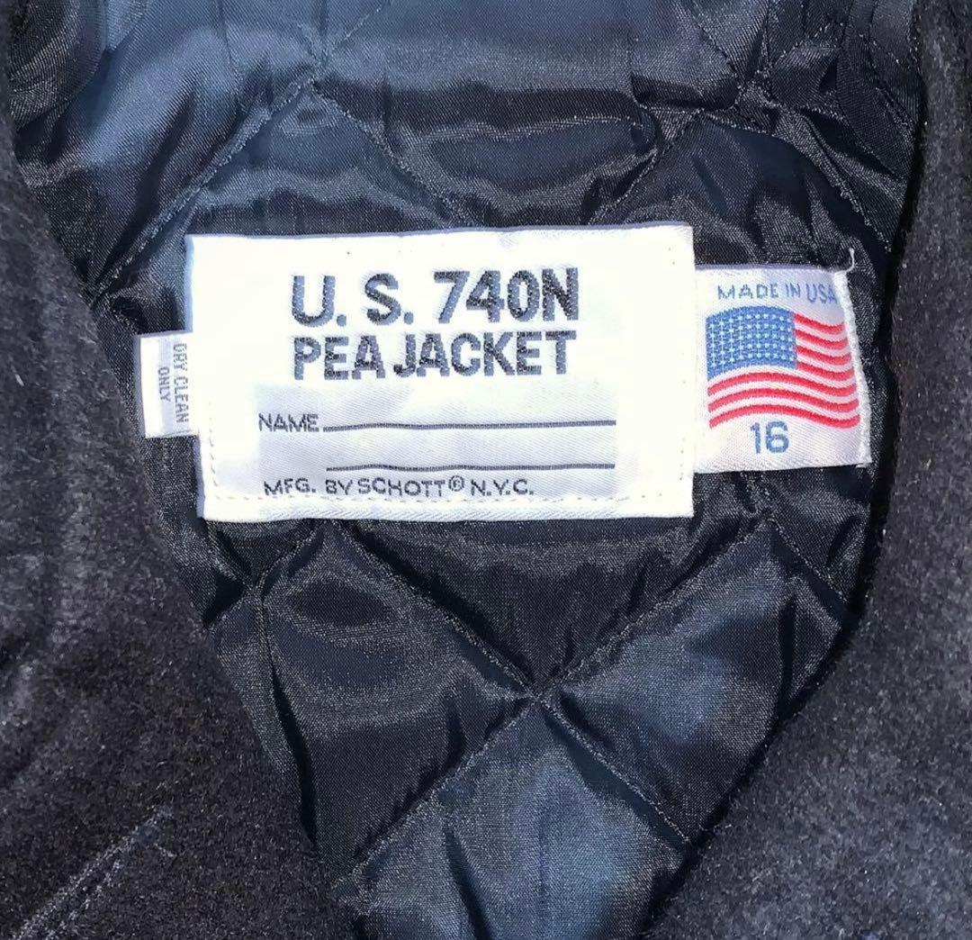 ネイビー ダブルブレスト ウールコート　SCHOTT ショット　ピーコート