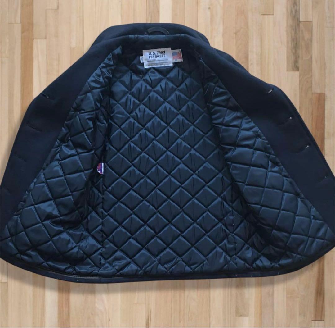 ネイビー ダブルブレスト ウールコート　SCHOTT ショット　ピーコート