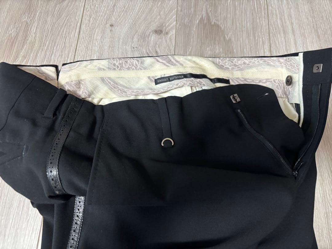 キミノリモリシタ　レザー側章　スラックス　kiminori morishita