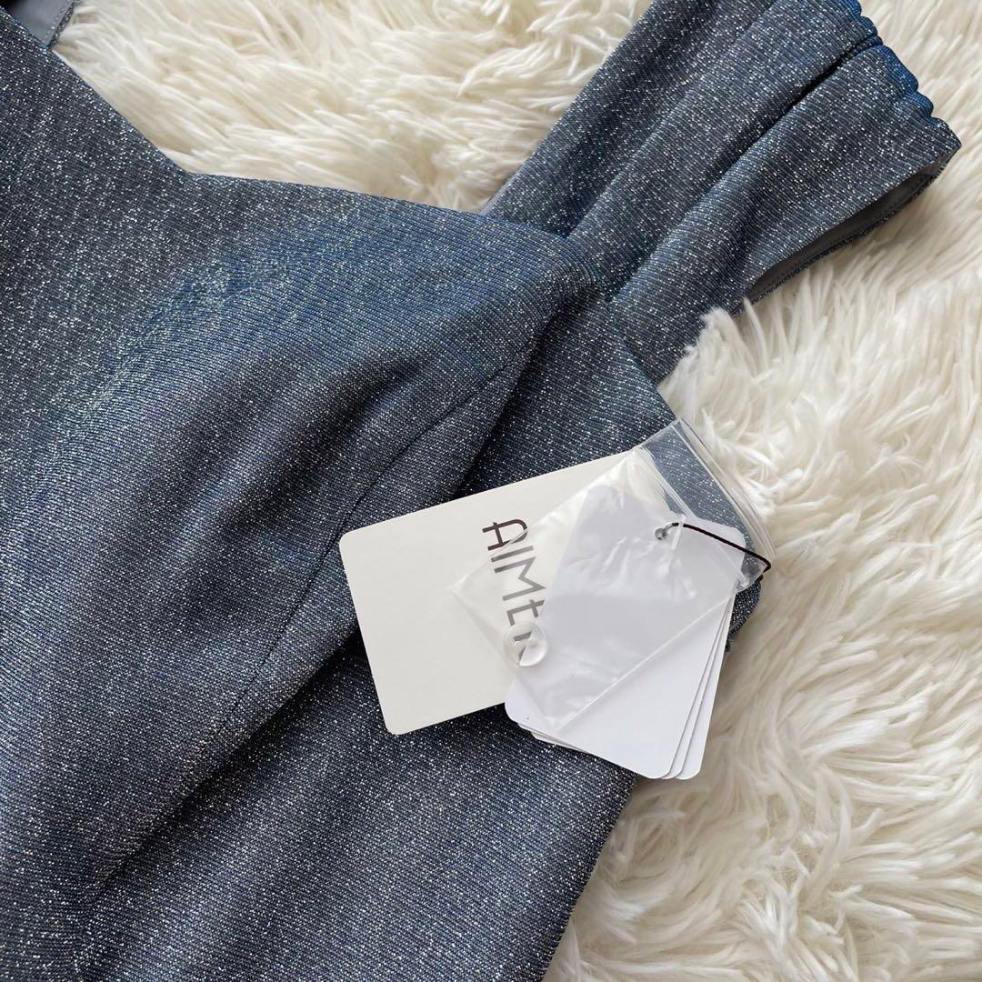 【新品未使用】AIMER ラメニット×サテン スレンダードレス ステージドレス