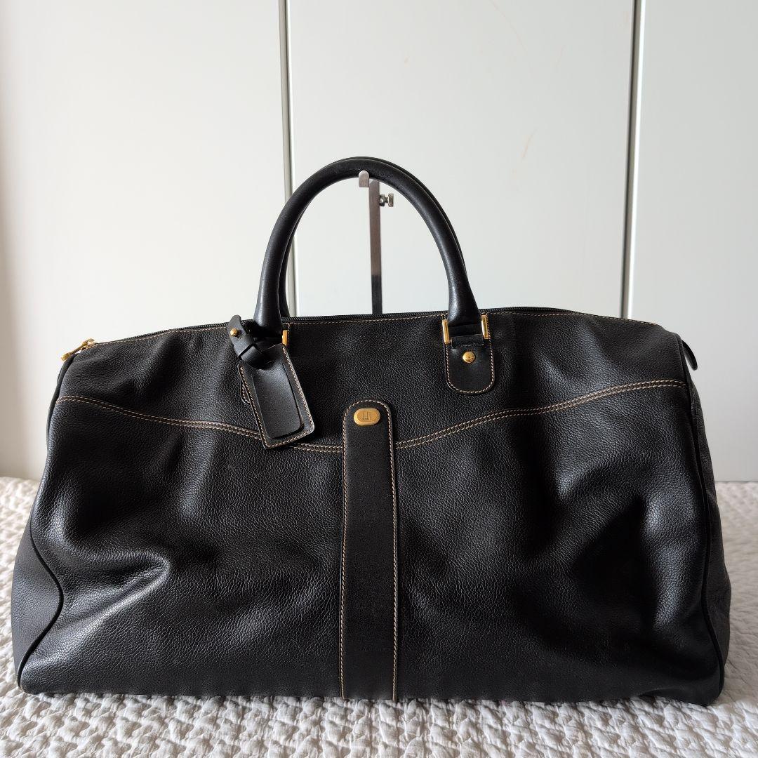綺麗★dunhillダンヒル　ボストンバッグ　本革　ブラック　レザー　旅行　出張