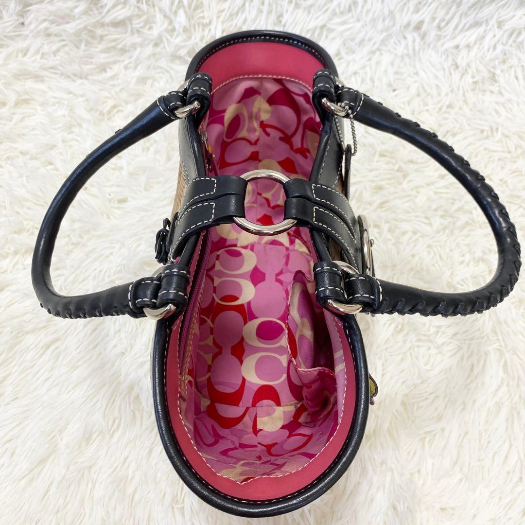 【美品】コーチ　かごバッグ　ハンドバッグ　レザー　蝶