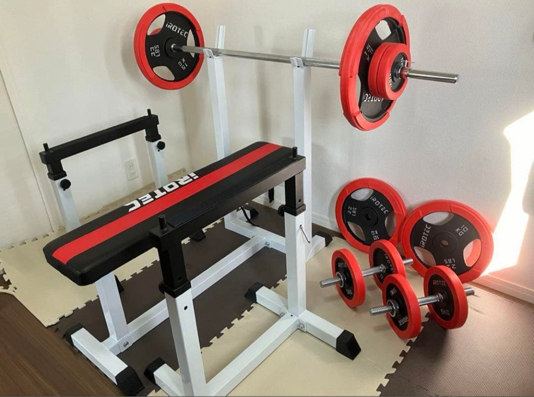 iROTEC バーベルラック フラットベンチ付き