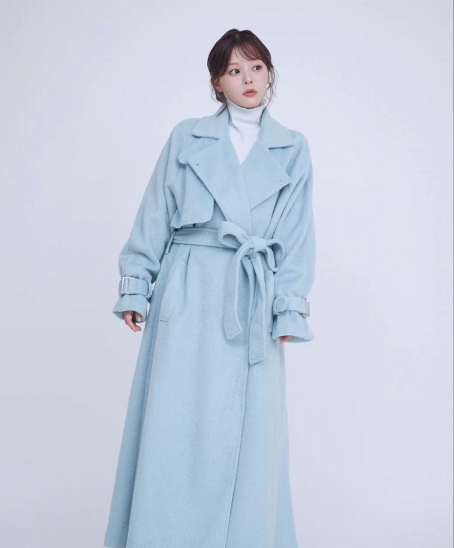 Olu. オルドット ダブルシャギーロングコート ivory