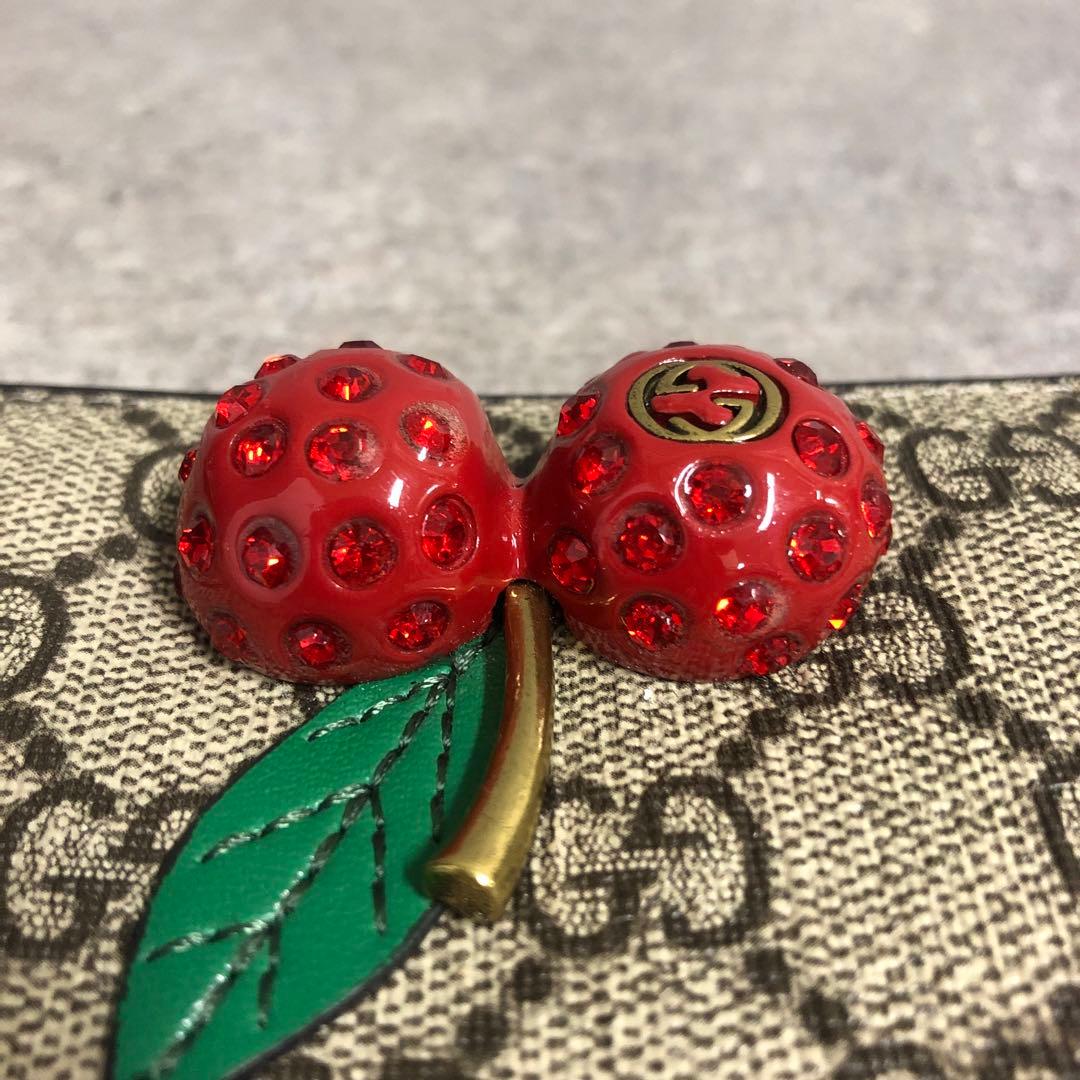 フォロー割■ GUCCI グッチ チェリー 二つ折り財布 さくらんぼ GG