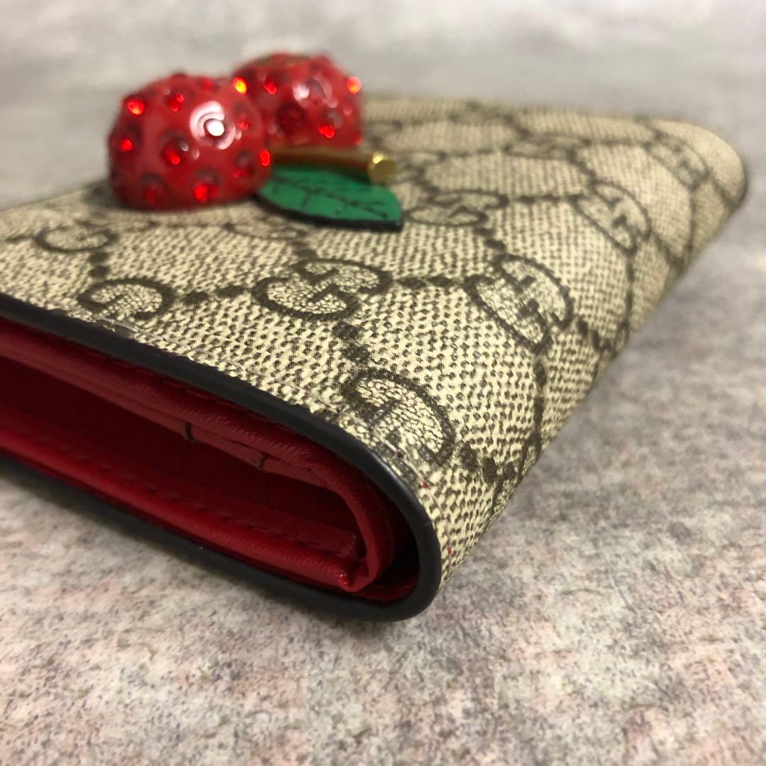 フォロー割■ GUCCI グッチ チェリー 二つ折り財布 さくらんぼ GG