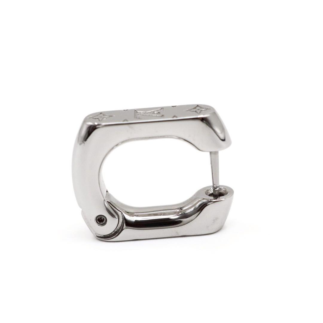 【美品】ルイヴィトン フープピアス モノグラム チェーン M02227 シルバー