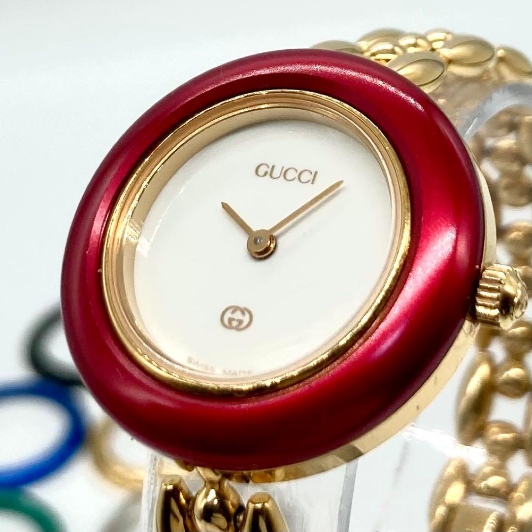 【稼動】 グッチ 腕時計 チェンジベゼル 6色 11/12 クォーツ ゴールド