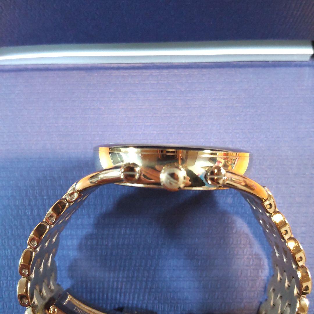 Swarovski ゴールドメタルバンド 青クリスタル 腕時計