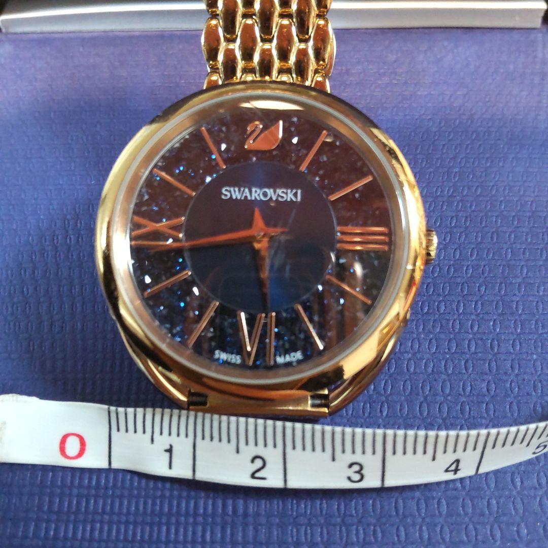 Swarovski ゴールドメタルバンド 青クリスタル 腕時計