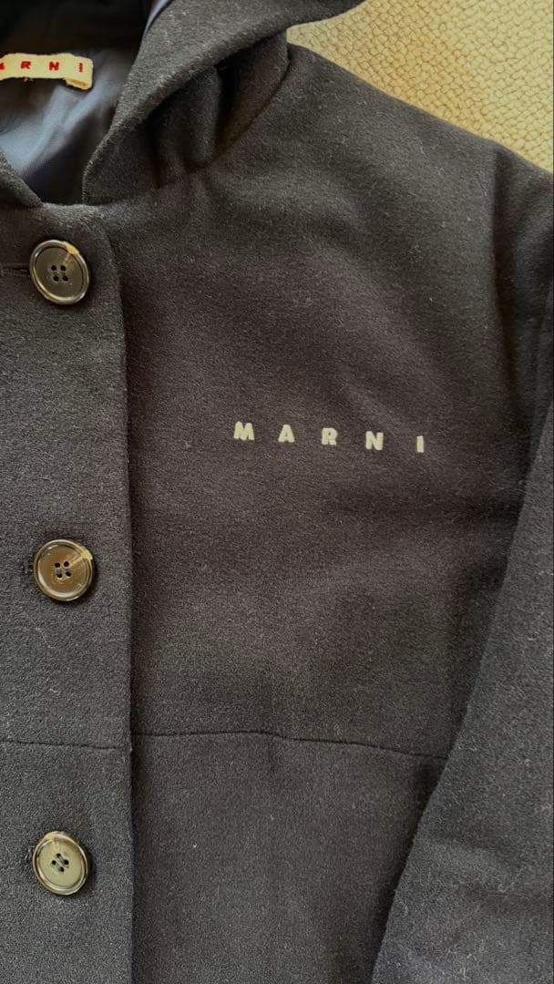 美品 MARNI フード付きネイビーウールコート KIDS 10