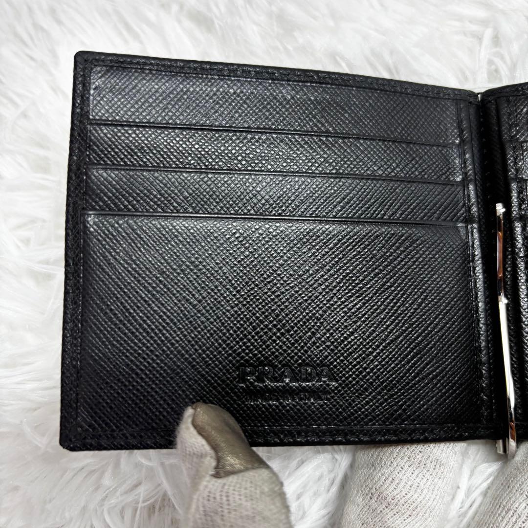 ✨極美品✨ PRADA マネークリップ 型押し サフィアーノレザー ブラック