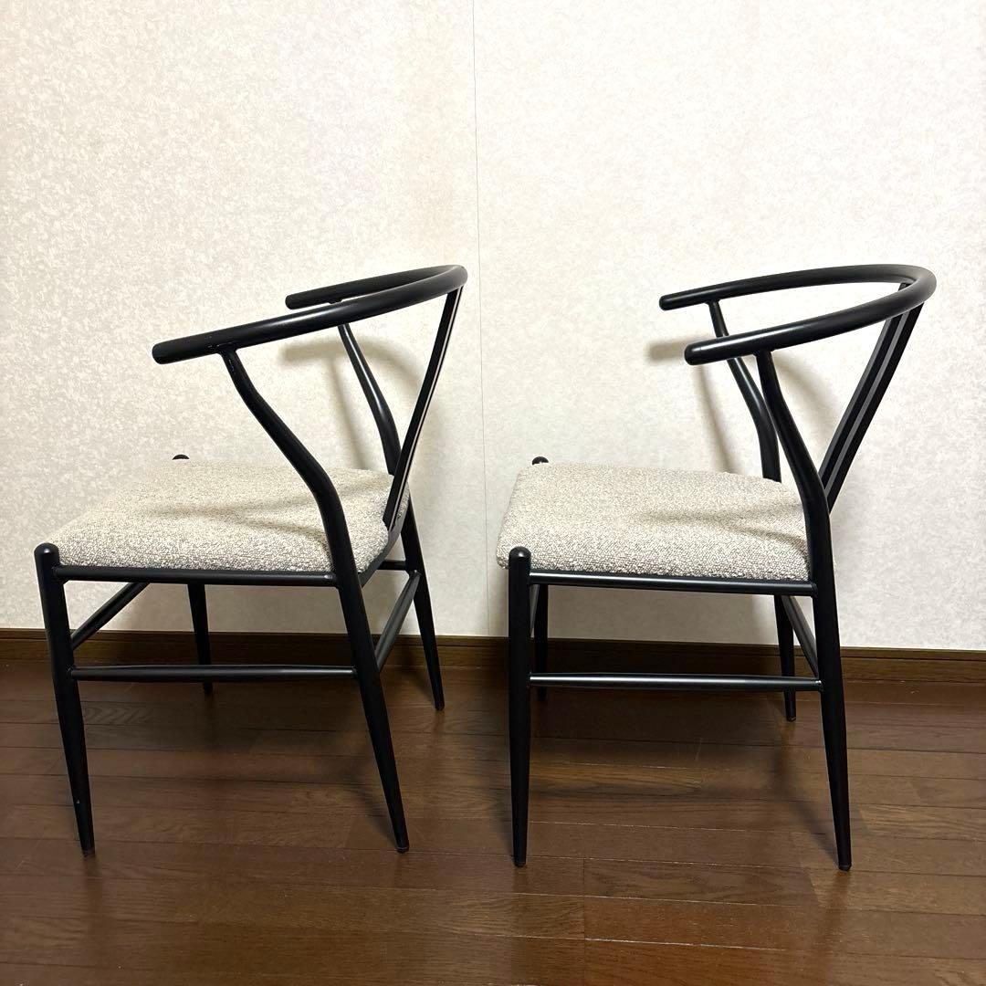 【美品】ハーフアームチェア ２脚セット ダイニングチェア ①