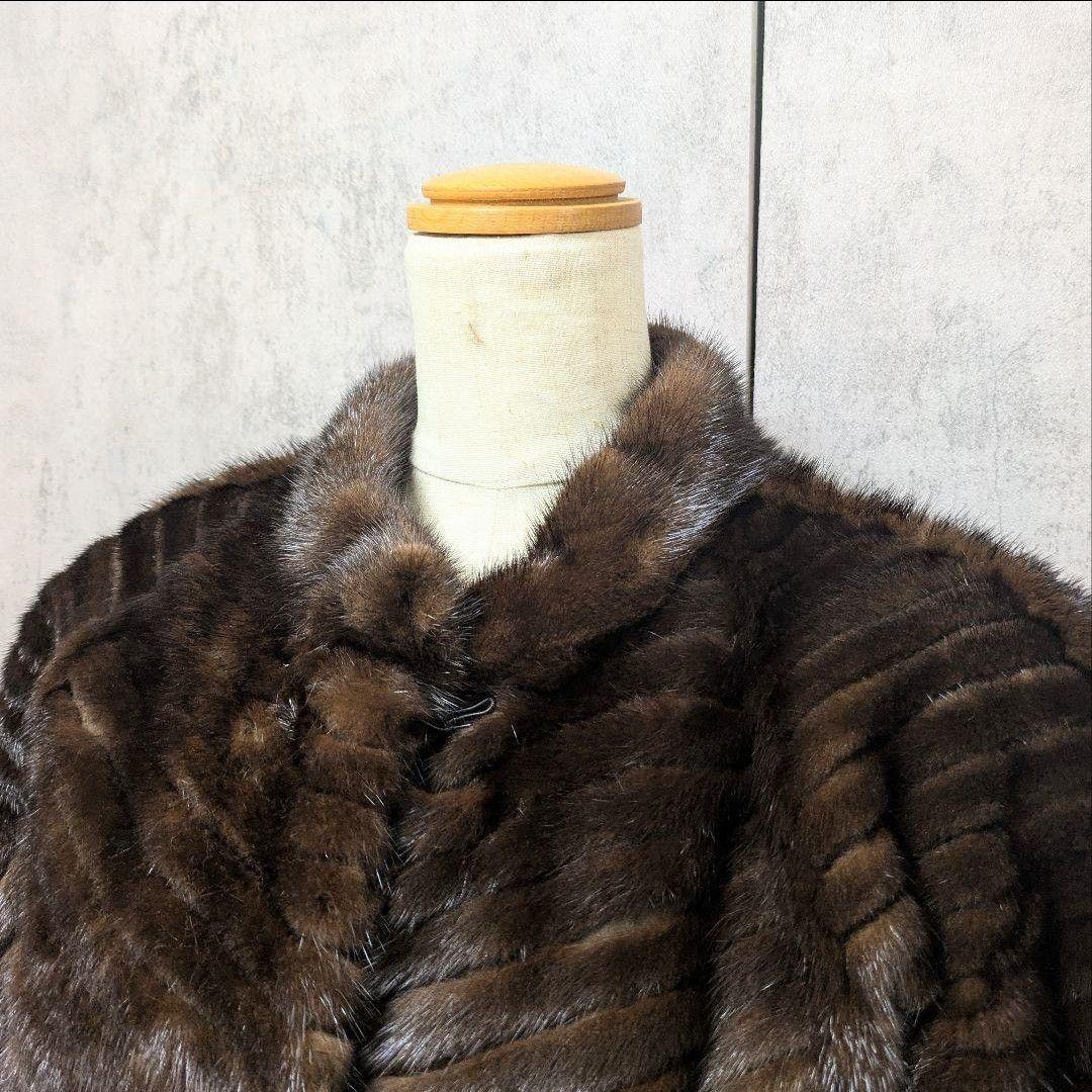 サガミンク 本毛皮 ミンクファーコート ダークブラウン Fサイズ 美品