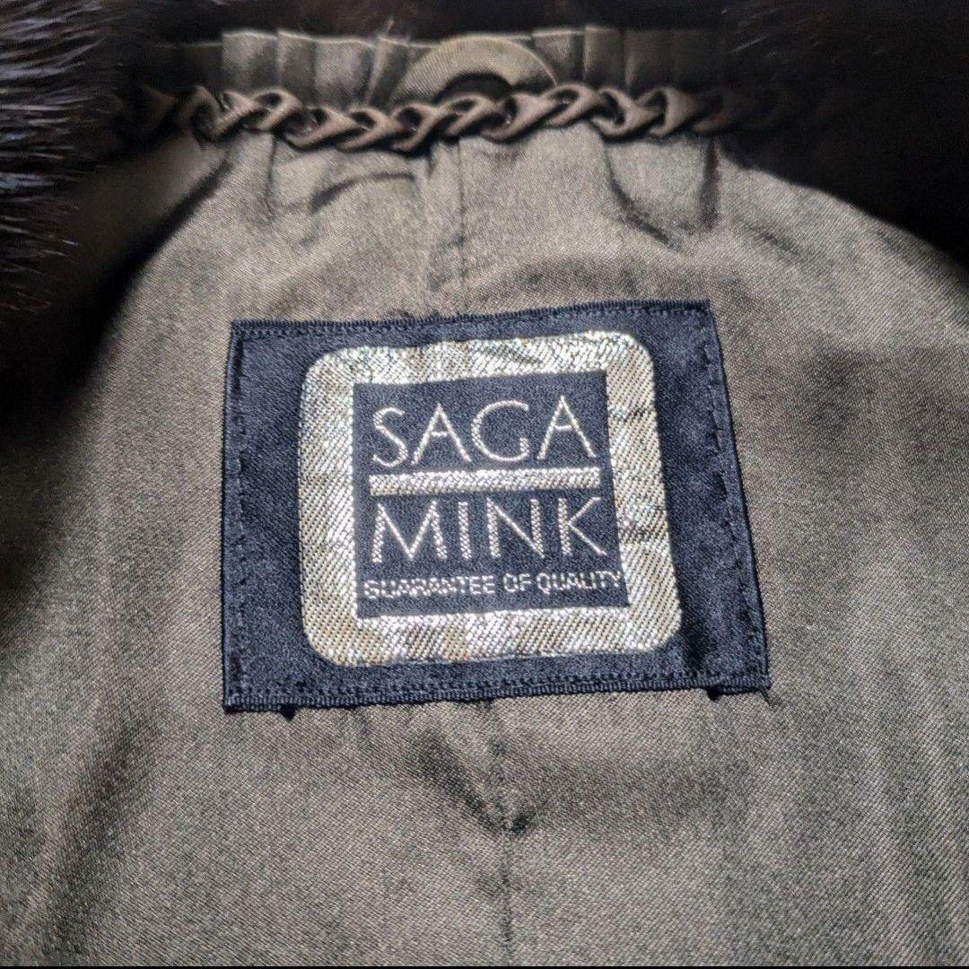 サガミンク 本毛皮 ミンクファーコート ダークブラウン Fサイズ 美品