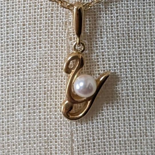 ミキモト K18YG ベビーパール 径約3.5mm イニシャル 「Y」ネックレス