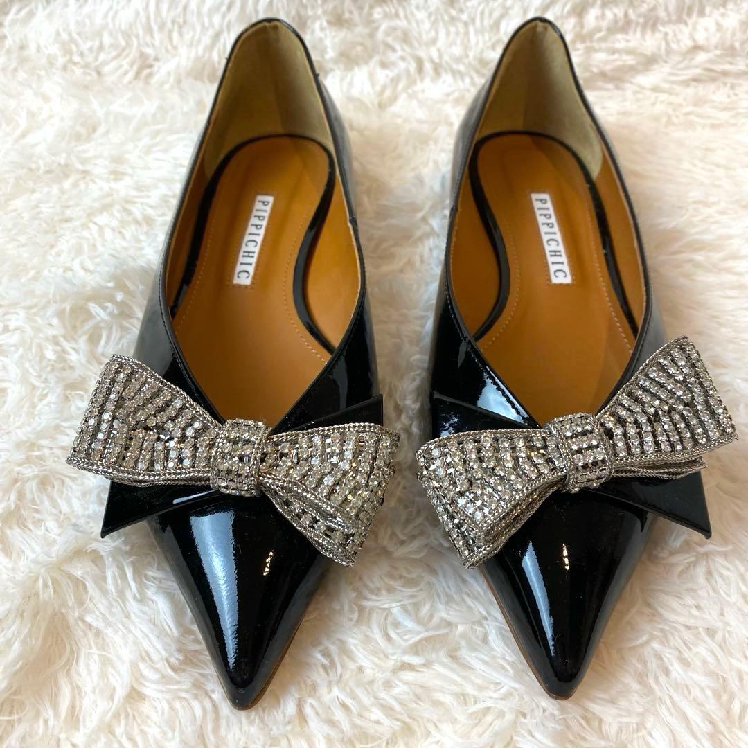 完売品　未使用級　PIPPICHIC フラットシューズ　パンプス　リボン