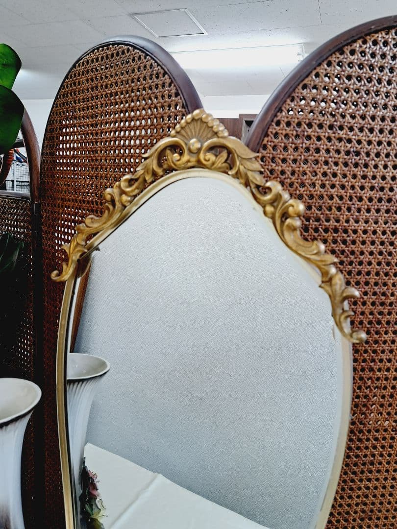 ☆ブロンズミラー壁掛けアンティークゴールデンクリエイティ☆