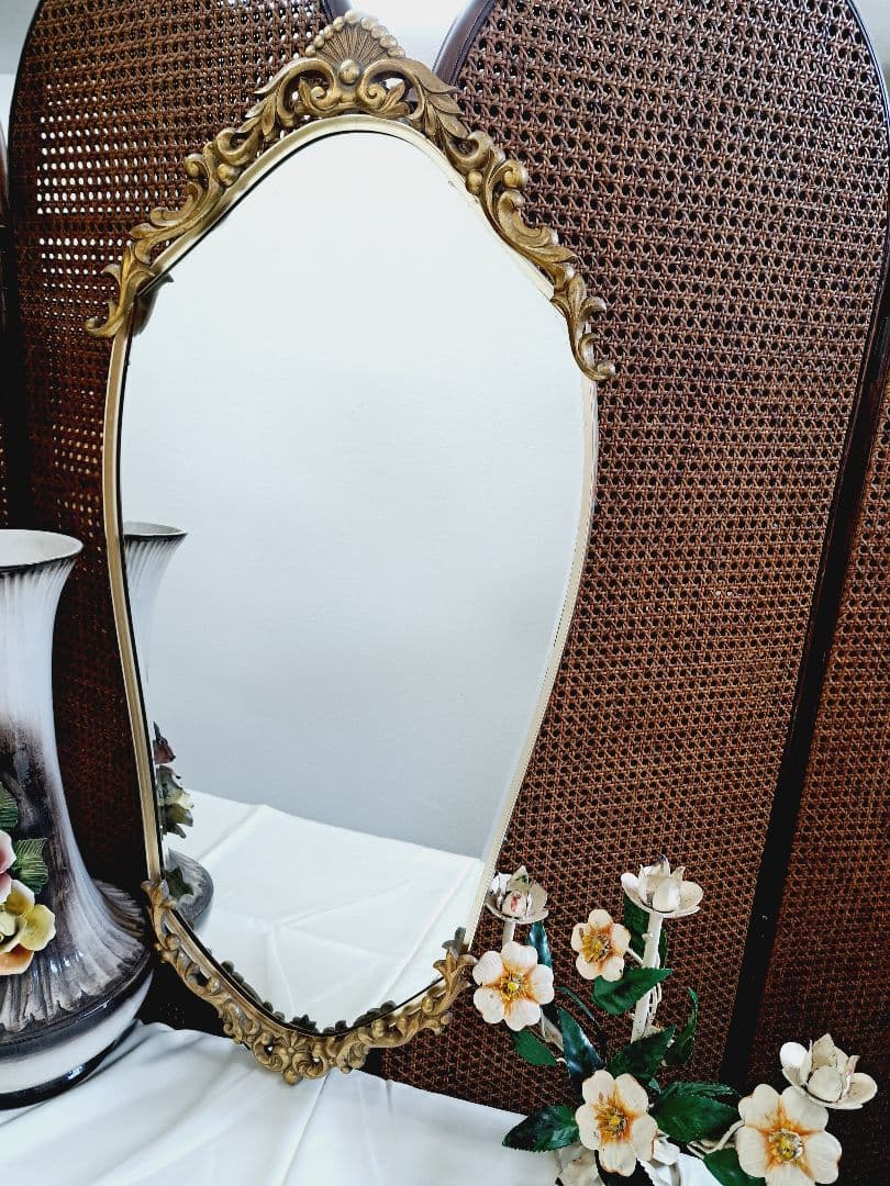 ☆ブロンズミラー壁掛けアンティークゴールデンクリエイティ☆