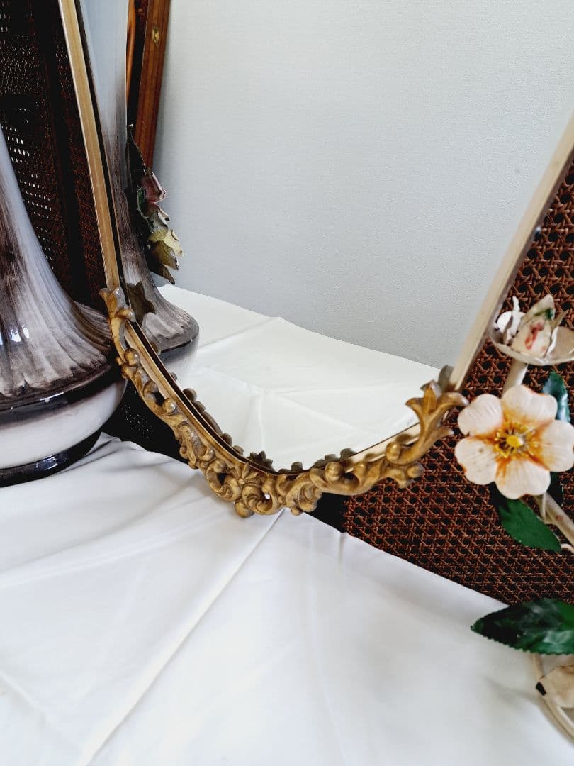 ☆ブロンズミラー壁掛けアンティークゴールデンクリエイティ☆