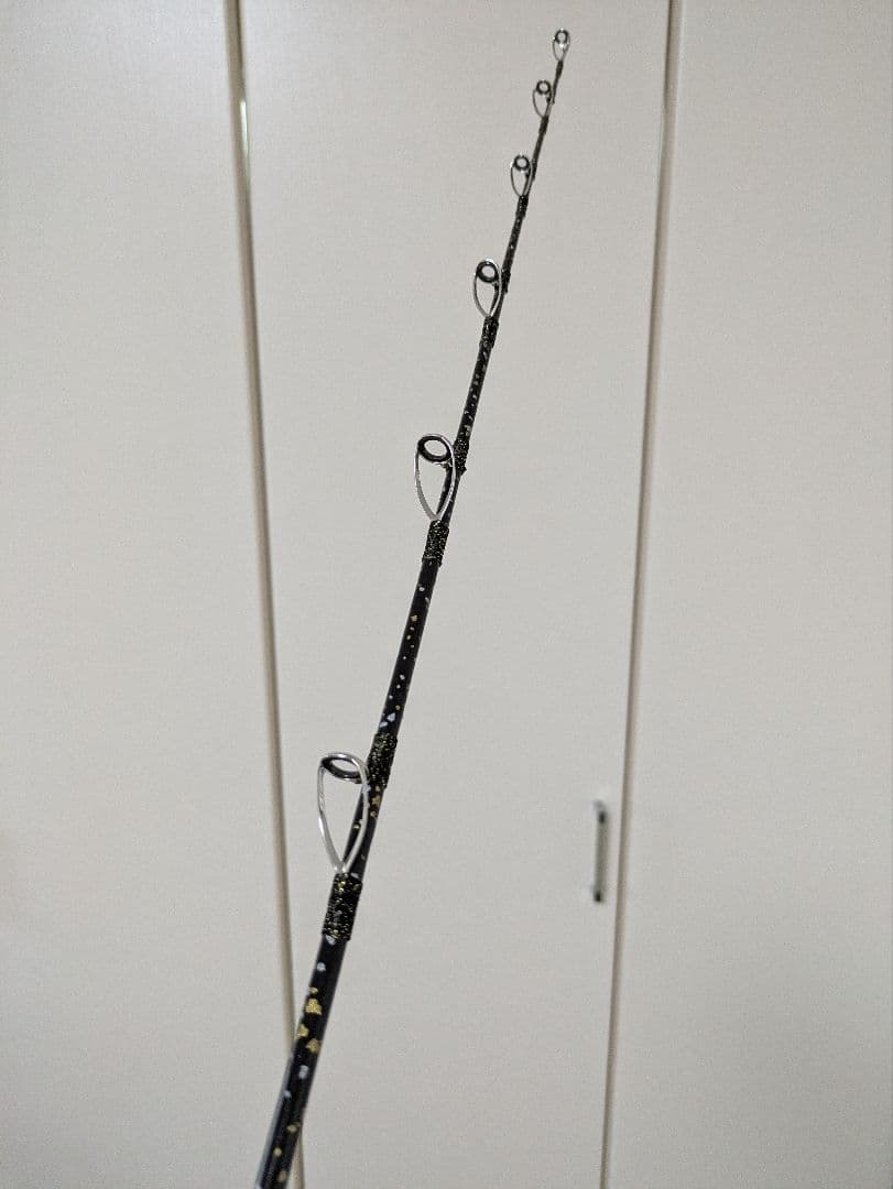 伊勢海老竿　穴釣り　テトラ釣り　布袋竹　和紙　ハンドメイド　ブラック