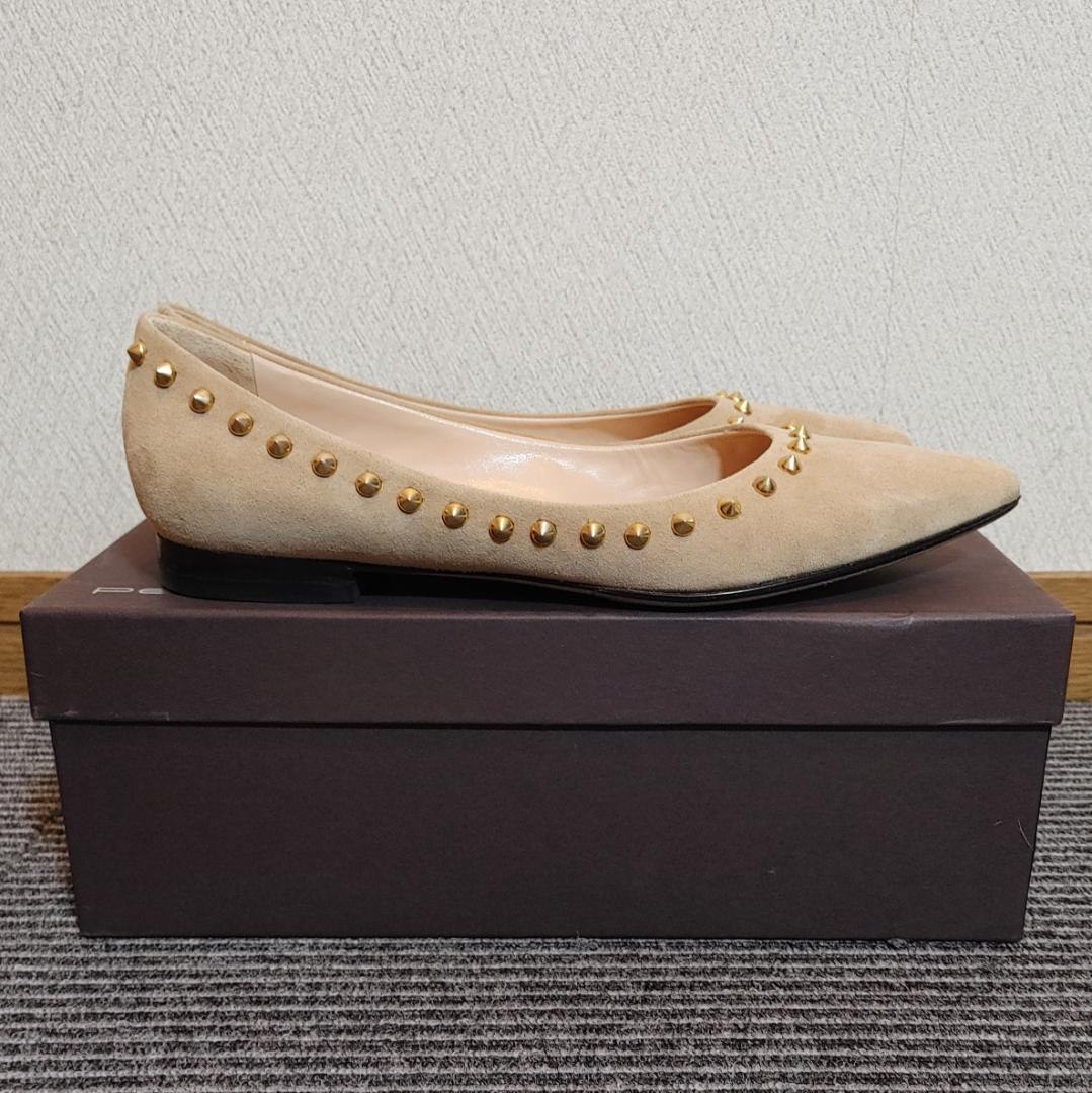 ペリーコ　スタッズ付きパンプス　ベージュ　フラットシューズ 36.5