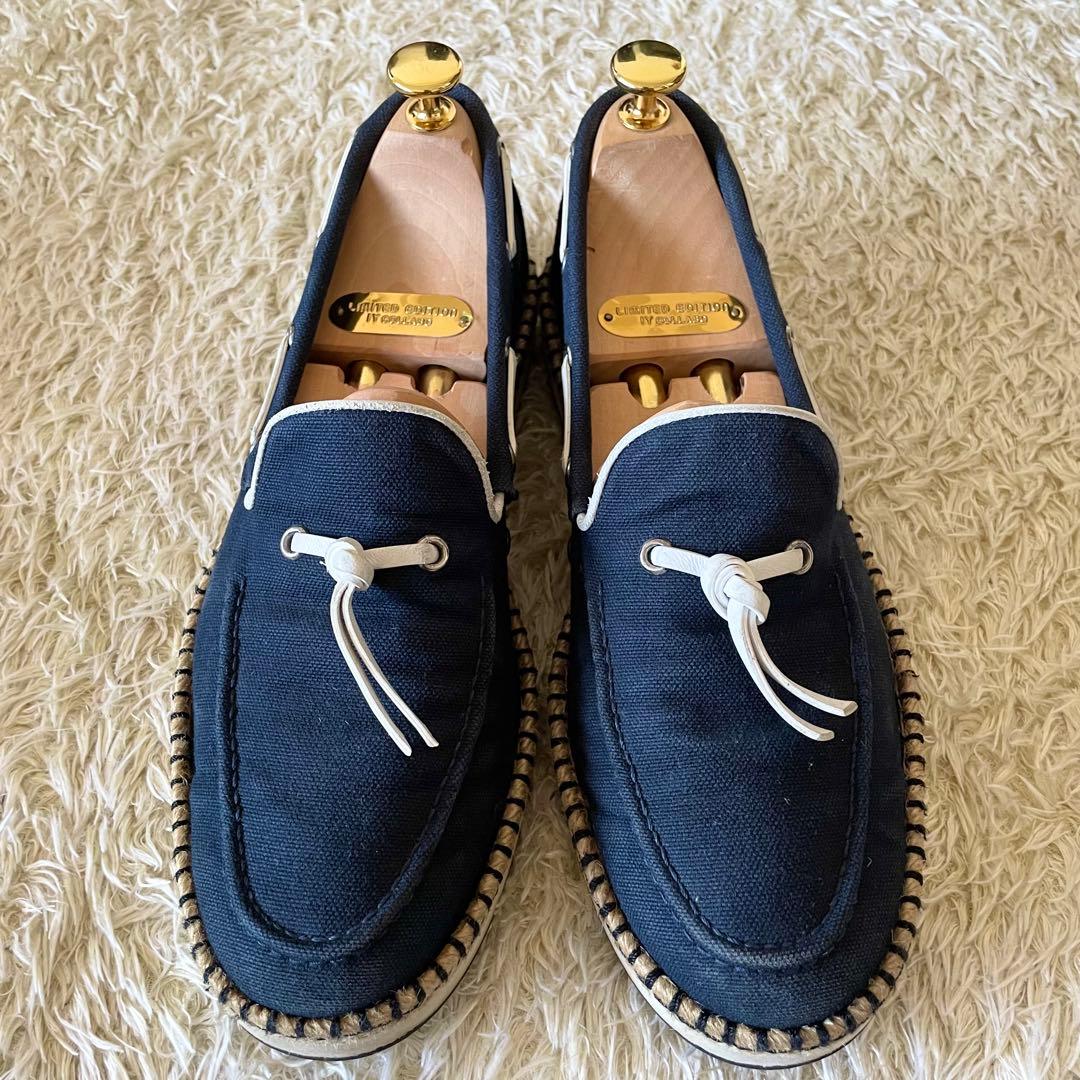 HERMES エルメス デッキシューズ タッセル エスパドリーユ ネイビー 41