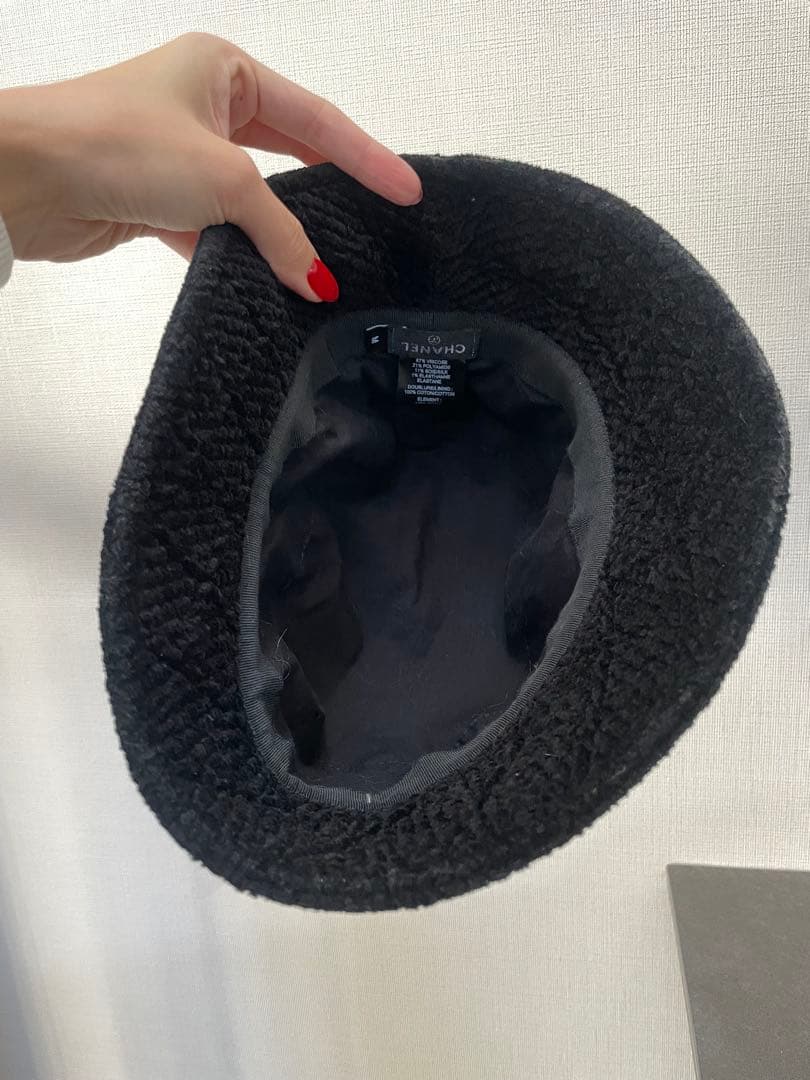 CHANEL 黒 バケットハット M