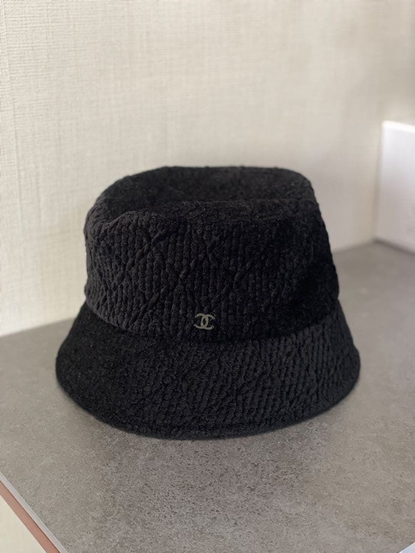CHANEL 黒 バケットハット M