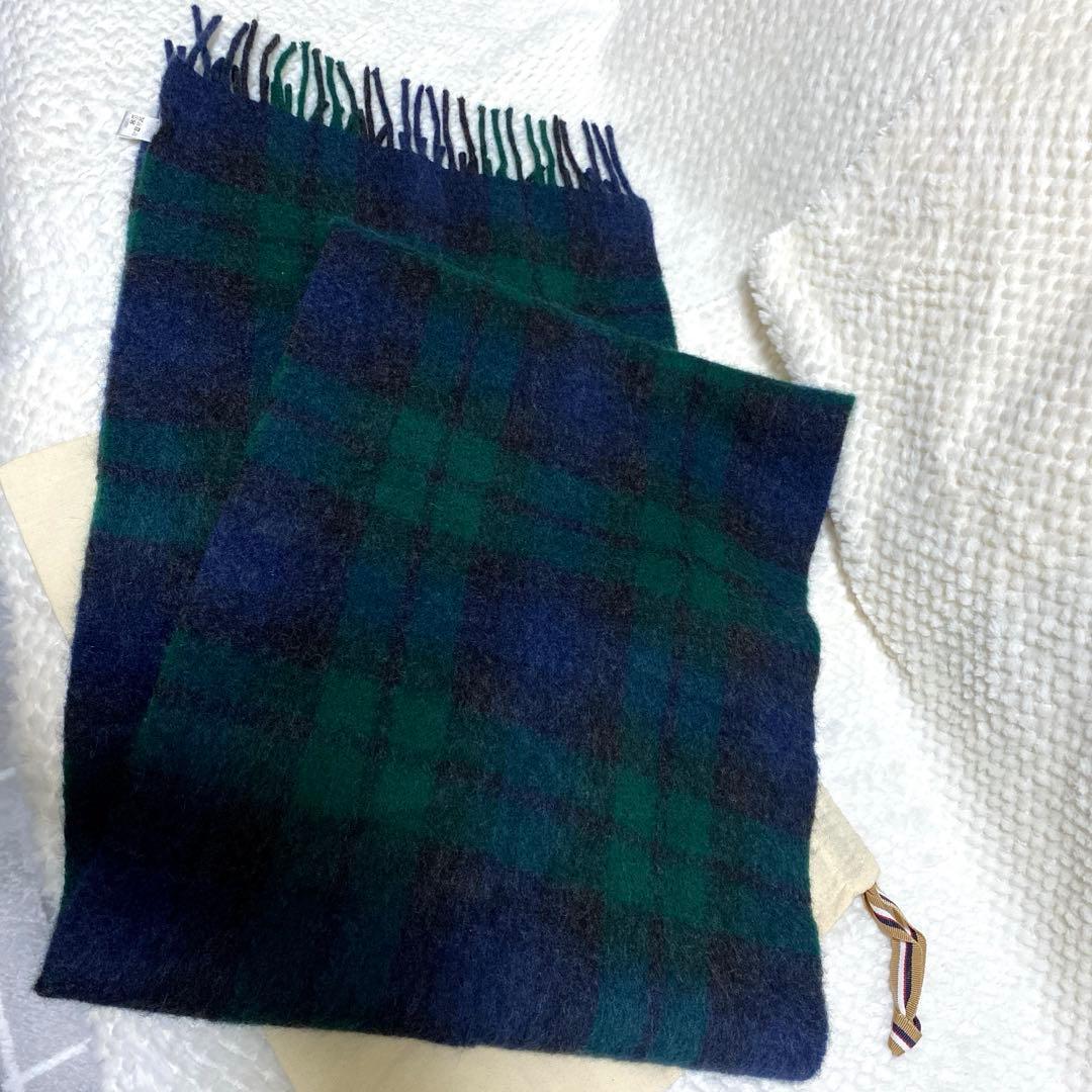 未使用級】IL BISONTE イルビゾンテ ロゴ ウール100% マフラー 緑