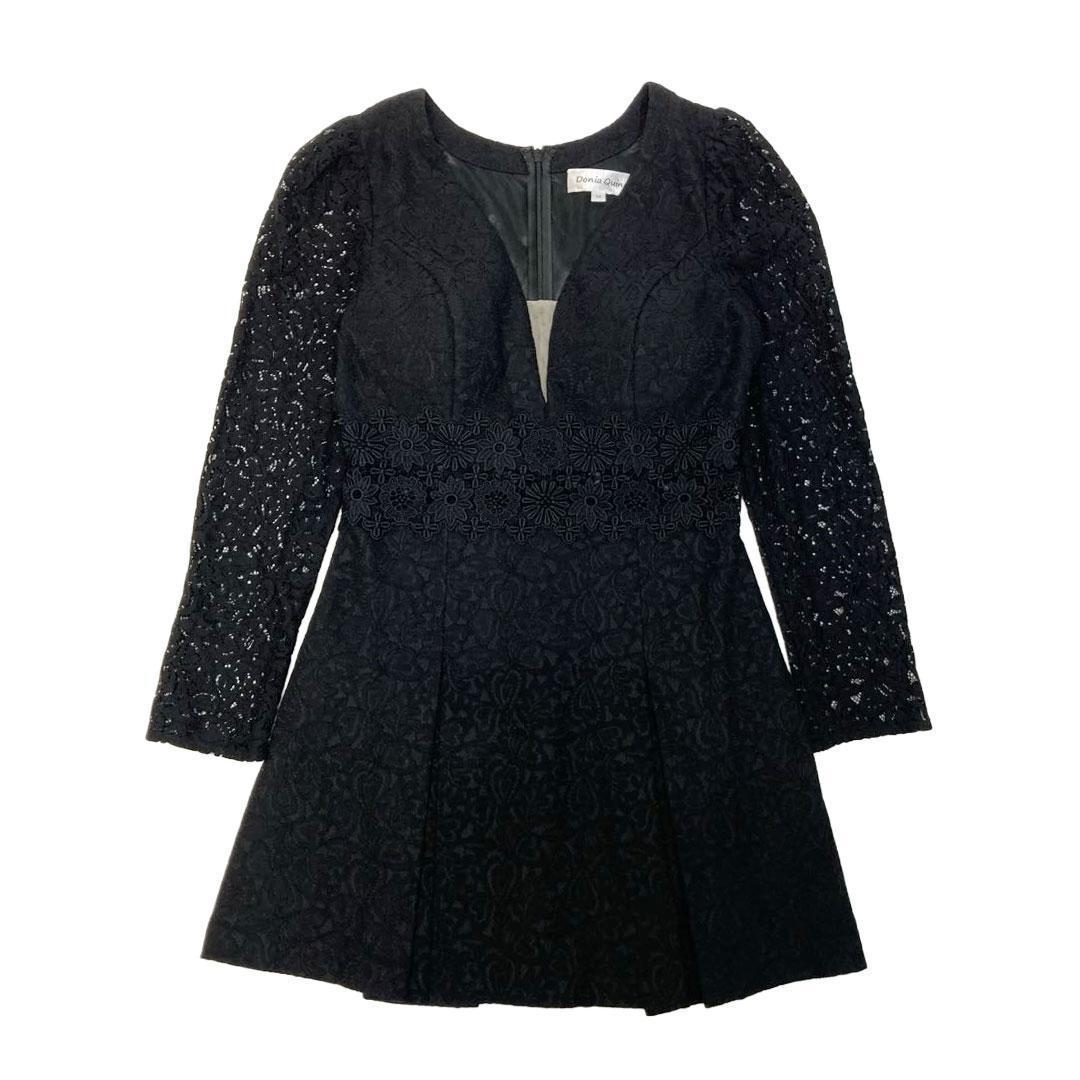 Donia Quinn ドニアクイーン 総レース ボックスプリーツ ミニドレス