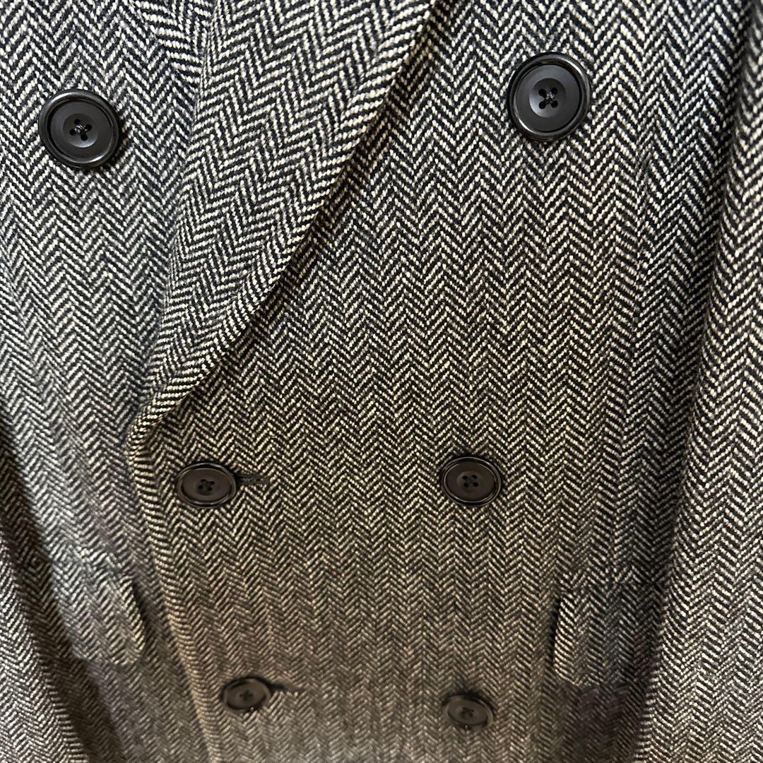 Aquascutum★ダブルブレスト チェスターコート★ヘリンボーン★Lサイズ