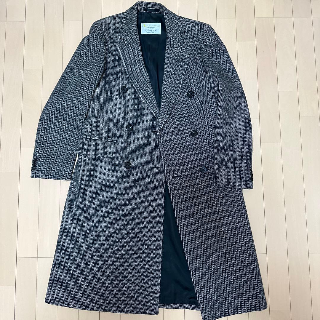 Aquascutum★ダブルブレスト チェスターコート★ヘリンボーン★Lサイズ