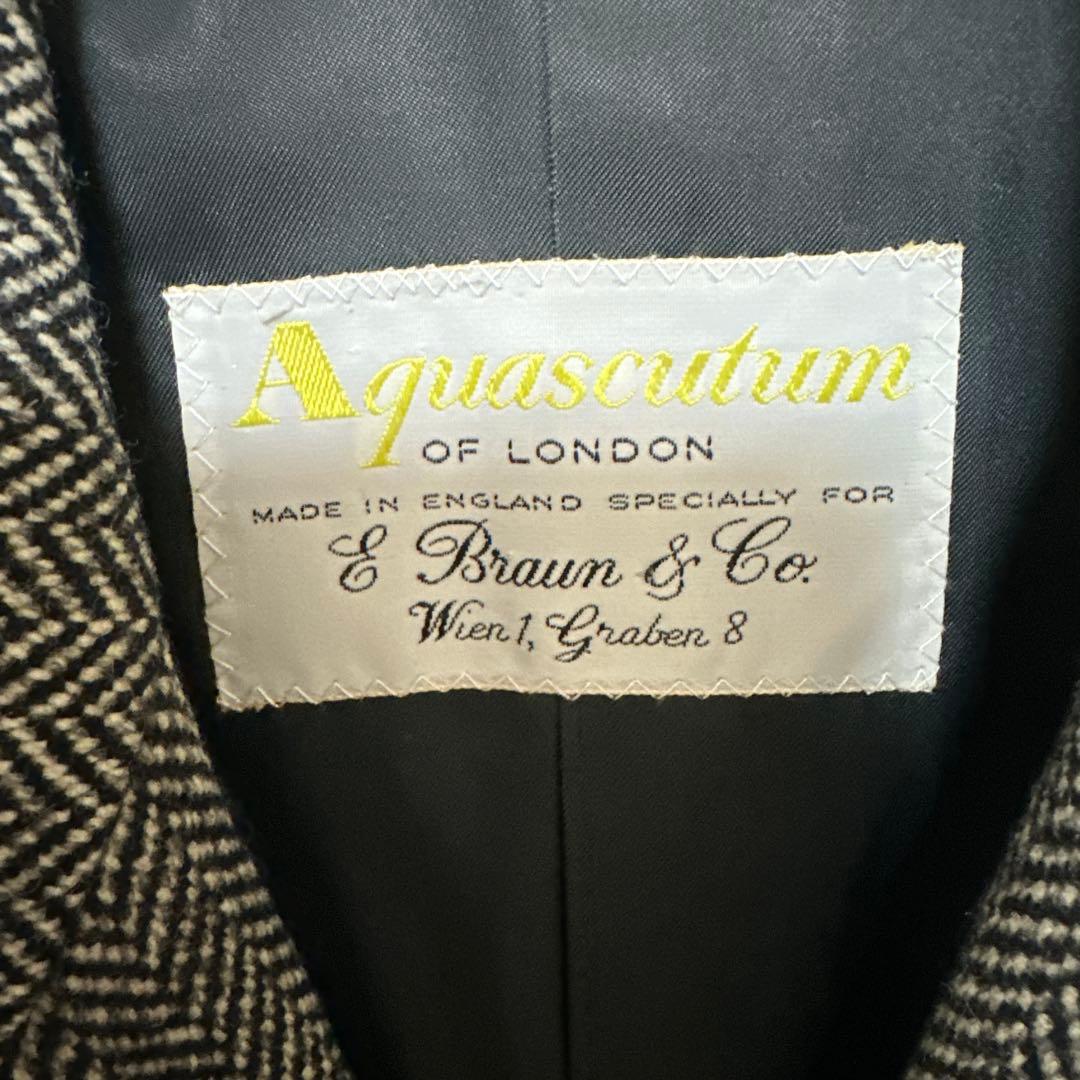 Aquascutum★ダブルブレスト チェスターコート★ヘリンボーン★Lサイズ
