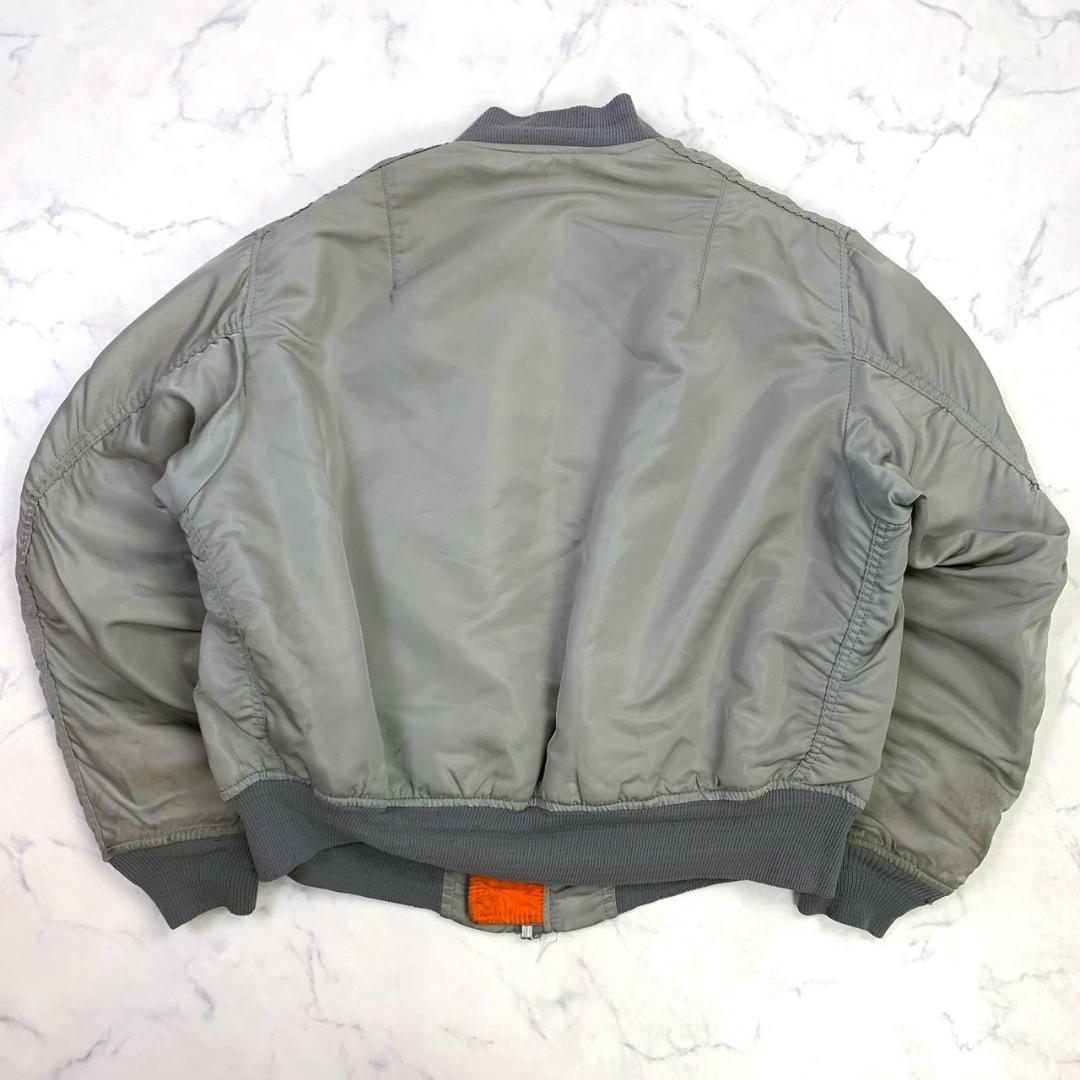 希少カラー★ 90s USA製 ALPHA MA-1 シルバー L　D821