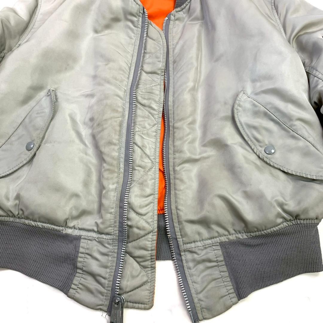 希少カラー★ 90s USA製 ALPHA MA-1 シルバー L　D821