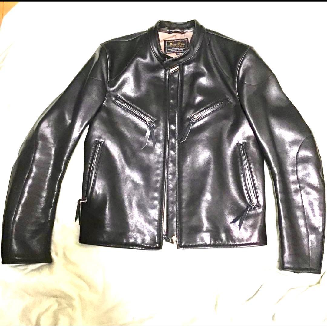 Max Fritz ブラックレザーシングルライダース 48